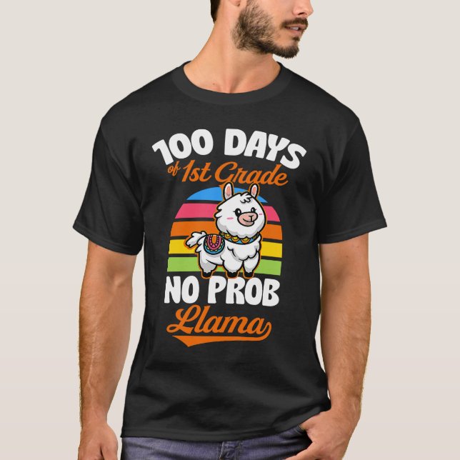 100 Days Of 1st Grade No Prob Llama Cute Animal  J T-Shirt (Vorderseite)