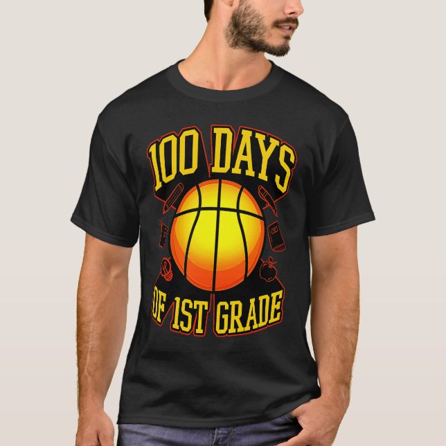100 Days Of 1st Grade Themed Basketball Player T-Shirt (Vorderseite)