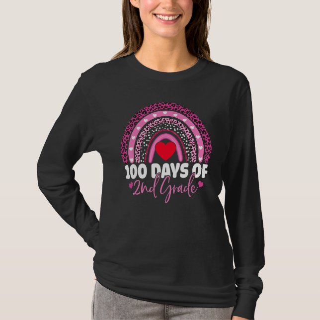 100 Days Of 2nd Grade 100th Day Of School Rainbow  T-Shirt (Vorderseite)
