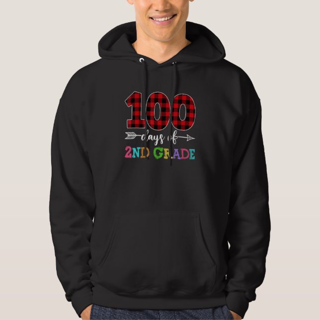 100 Days of 2nd Grade  Plaid Red 100th Day of Scho Hoodie (Vorderseite)