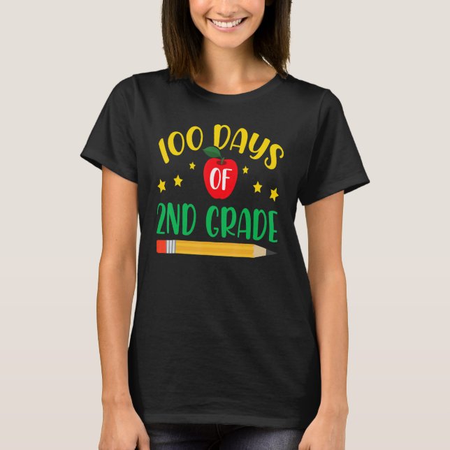 100 Days Of 2nd Grade Student Girls Boys 100 Days  T-Shirt (Vorderseite)