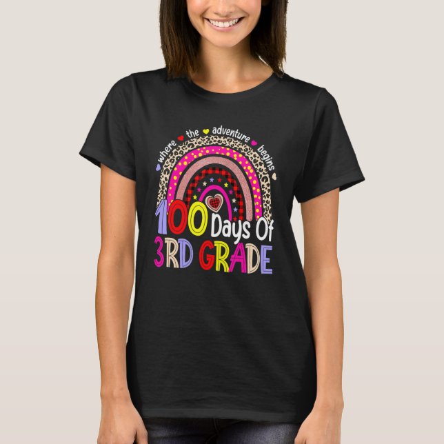 100 Days Of 3rd Grade 100th Day Of School Rainbow  T-Shirt (Vorderseite)