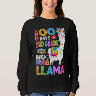 100 Days of 3rd Grade No Probllama 100th Day Girls Sweatshirt