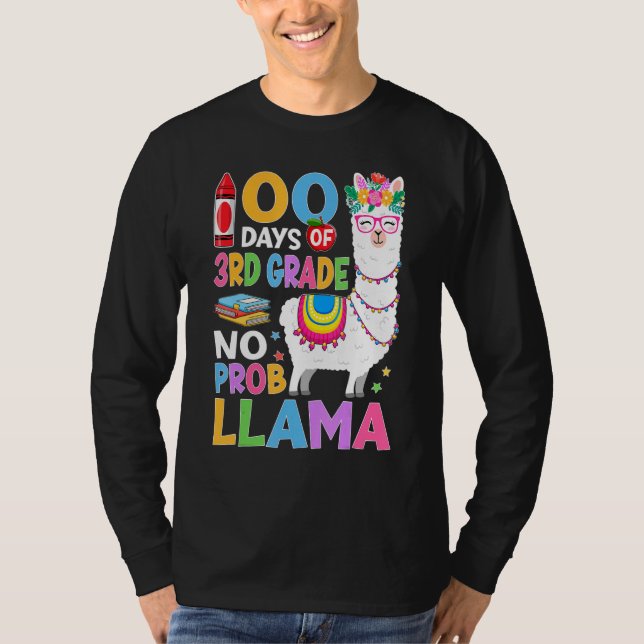 100 Days of 3rd Grade No Probllama 100th Day Girls T-Shirt (Vorderseite)