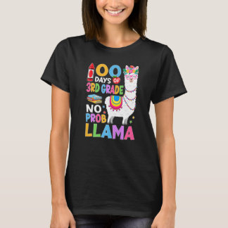 100 Days of 3rd Grade No Probllama 100th Day Girls T-Shirt