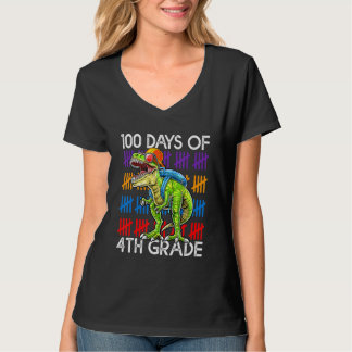 100 Days of 4th Grade School Dinosaur Dino Trex 10 T-Shirt
