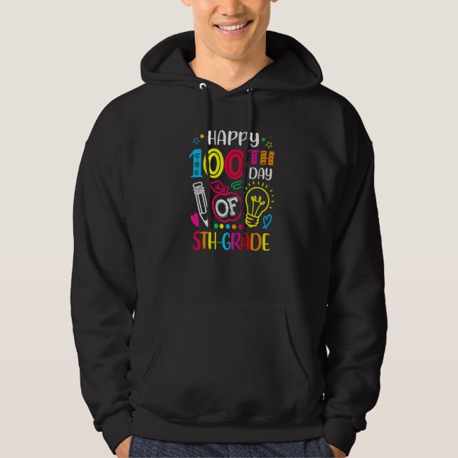 100 days of 5th Grade 100th day of School Teacher  Hoodie (Vorderseite)