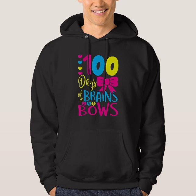 100 Days of Brains And Bows 100 Days Of School Gir Hoodie (Vorderseite)