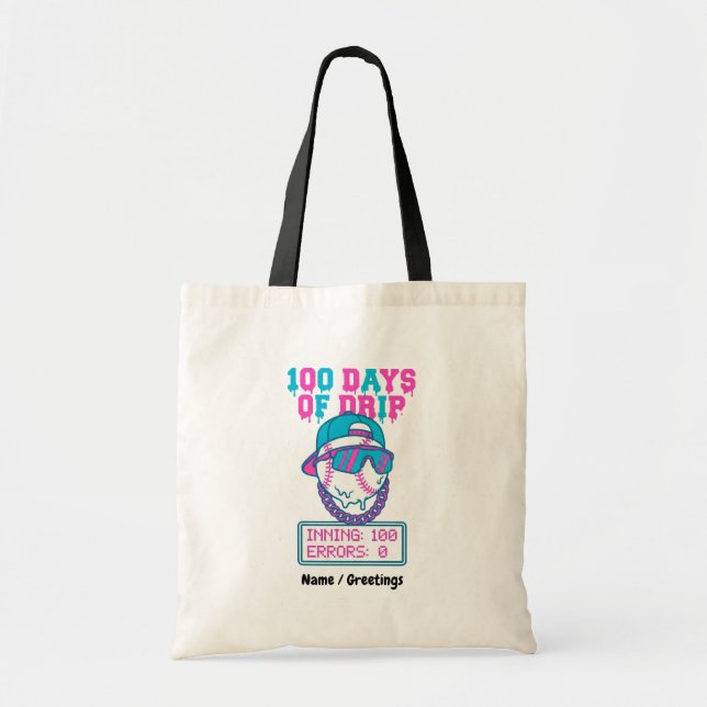 100 Days of Drip 0 Errors Baseball School Swag  Tragetasche (Vorne)