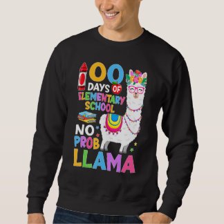 100 Days of Elementary No Probllama 100th Day Girl Sweatshirt