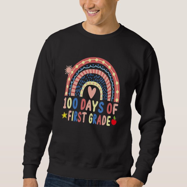 100 Days Of First Grade Leopard Rainbow 100th Day  Sweatshirt (Vorderseite)