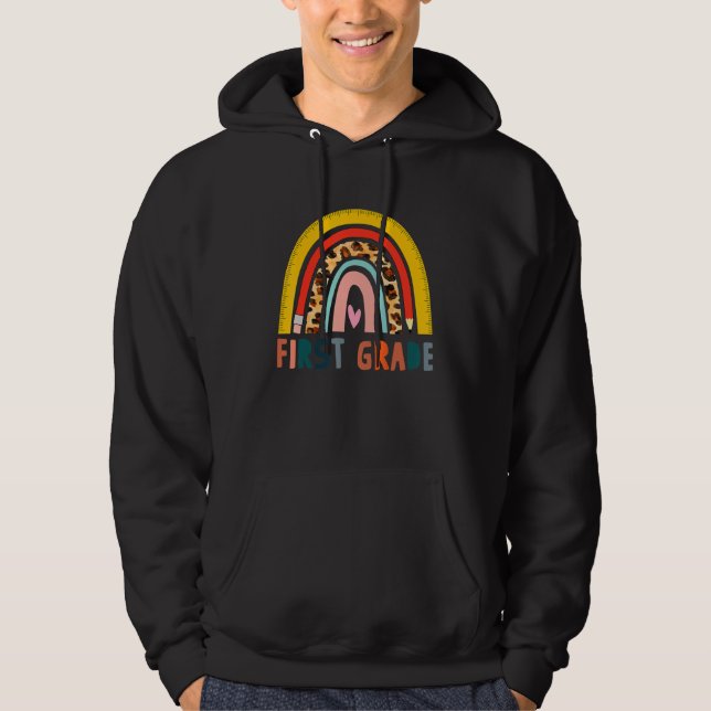 100 Days of First Grade Leopard Rainbow Back to Sc Hoodie (Vorderseite)