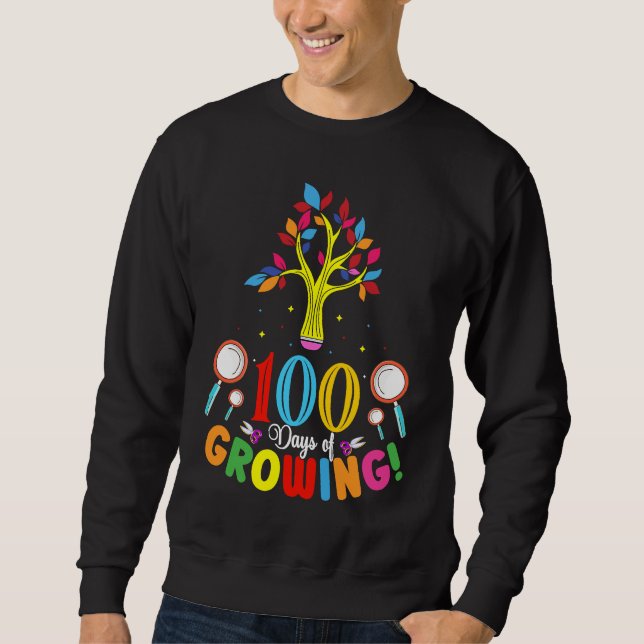 100 Days Of Growing 100 Days Of School Tree Kids T Sweatshirt (Vorderseite)