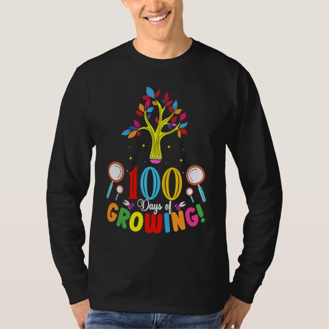 100 Days Of Growing 100 Days Of School Tree Kids T T-Shirt (Vorderseite)