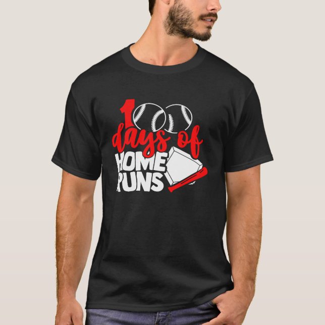 100 days of home runs Baseball  100th day of schoo T-Shirt (Vorderseite)