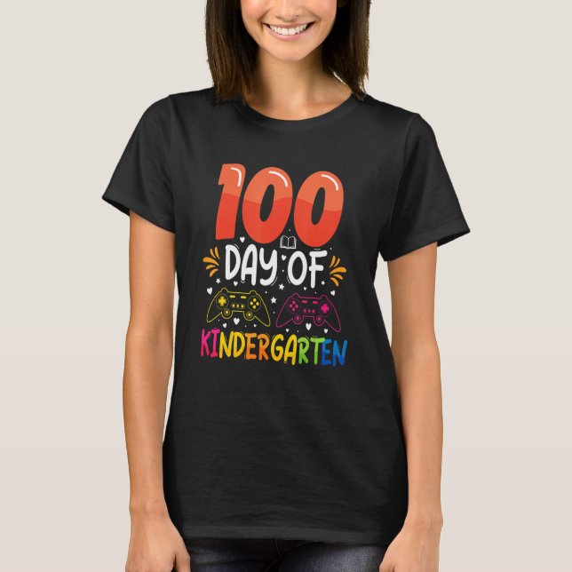 100 Days Of Kindergarten Gamer  100 Days Of School T-Shirt (Vorderseite)
