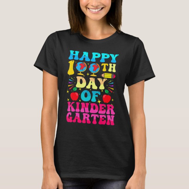 100 Days Of Kindergarten - Happy 100th Day Of Scho T-Shirt (Vorderseite)