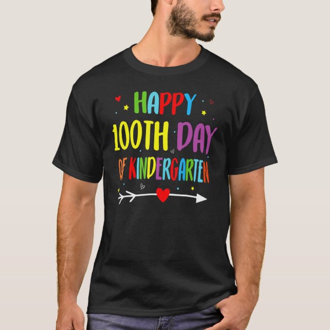 100 Days Of Kindergarten - Happy 100th Day Of Scho T-Shirt (Vorderseite)
