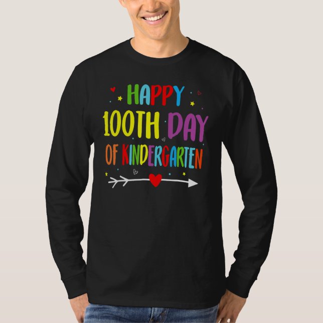 100 Days Of Kindergarten - Happy 100th Day Of Scho T-Shirt (Vorderseite)