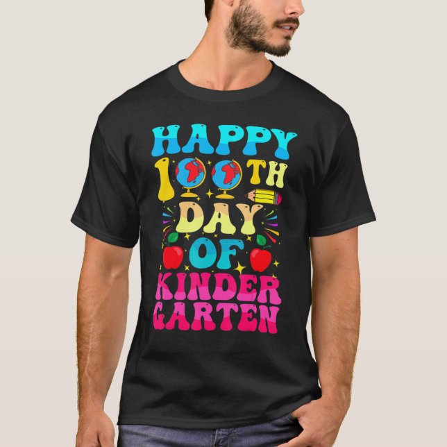 100 Days Of Kindergarten - Happy 100th Day Of Scho T-Shirt (Vorderseite)