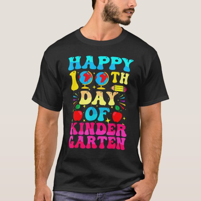 100 Days Of Kindergarten - Happy 100th Day Of Scho T-Shirt (Vorderseite)