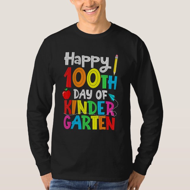 100 Days Of Kindergarten  Happy 100th Day Of Schoo T-Shirt (Vorderseite)