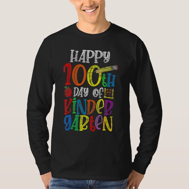 100 Days Of Kindergarten Happy 100th Day Of School T-Shirt (Vorderseite)
