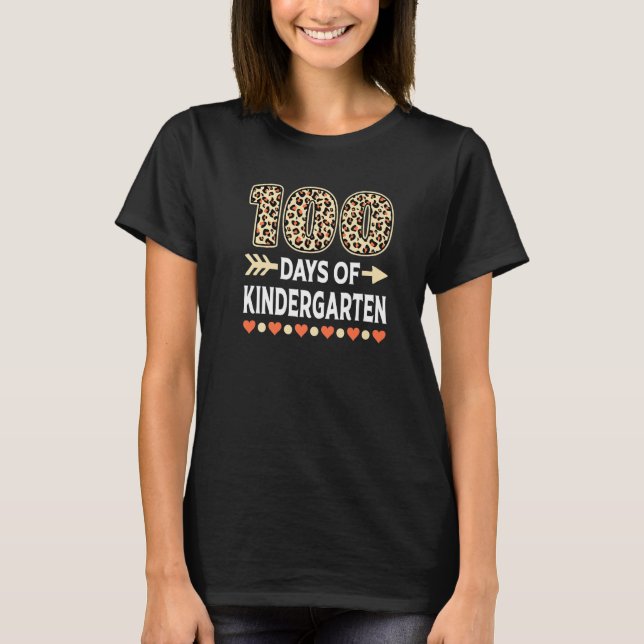 100 days of Kindergarten Leopard 100th day of Scho T-Shirt (Vorderseite)