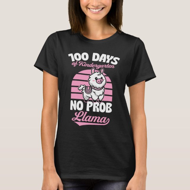 100 Days Of Kindergarten No Prob Llama Cute Animal T-Shirt (Vorderseite)