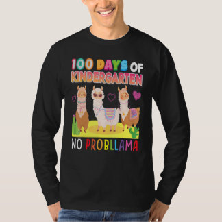 100 Days Of Kindergarten No Probllama 100th Day Sc T-Shirt