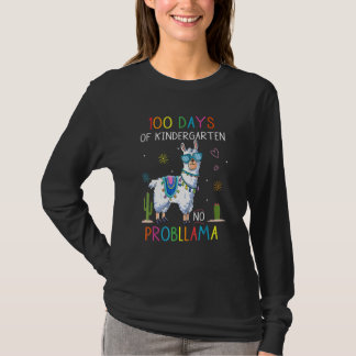 100 Days Of Kindergarten No Probllama Funny Llama  T-Shirt