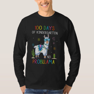100 Days Of Kindergarten No Probllama Funny Llama  T-Shirt