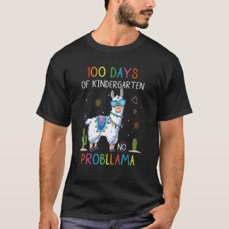 100 Days Of Kindergarten No Probllama Funny Llama  T-Shirt
