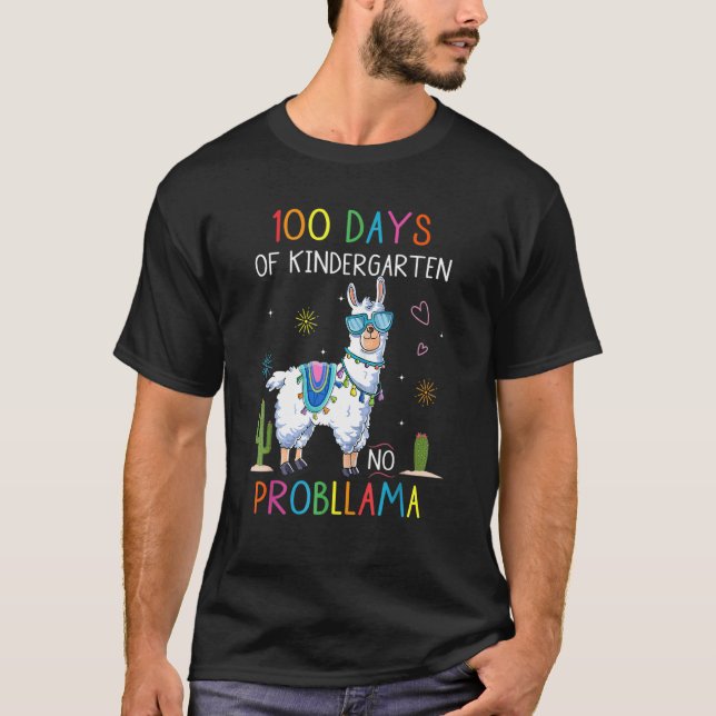 100 Days Of Kindergarten No Probllama Funny Llama  T-Shirt (Vorderseite)