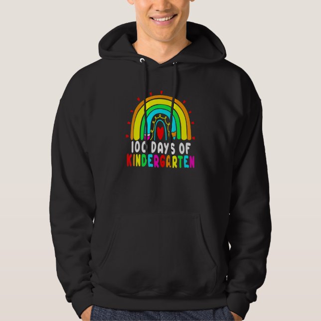 100 Days Of Kindergarten Rainbow 100th Day School  Hoodie (Vorderseite)