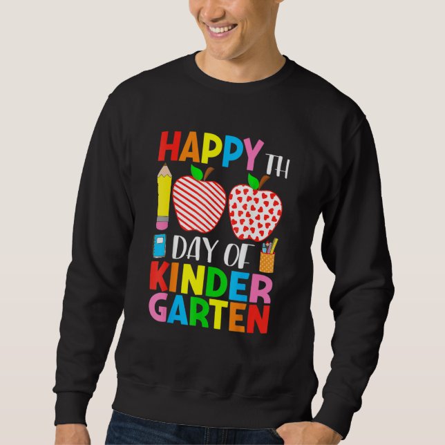 100 Days Of Kindergarten Teacher & Student Hearts  Sweatshirt (Vorderseite)