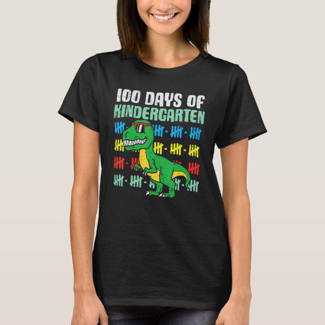 100 Days Of Kindergarten Trex Dinosaur 100th Day S T-Shirt (Vorderseite)