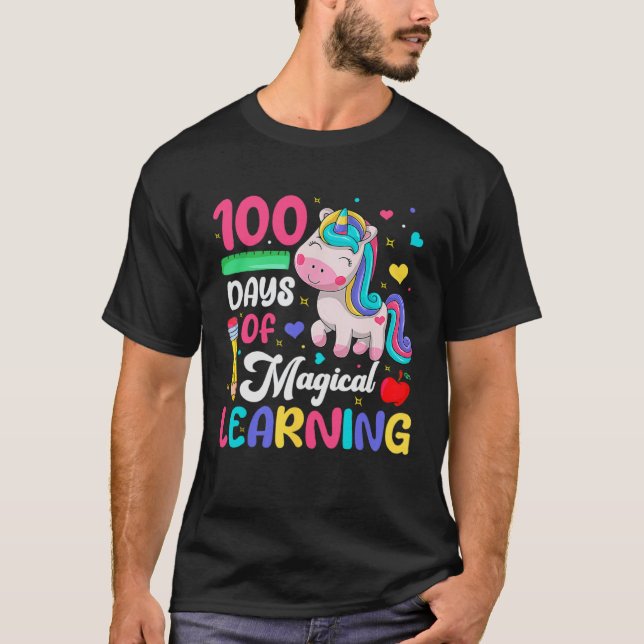 100 Days Of Magical Learning 100th Day Of School U T-Shirt (Vorderseite)