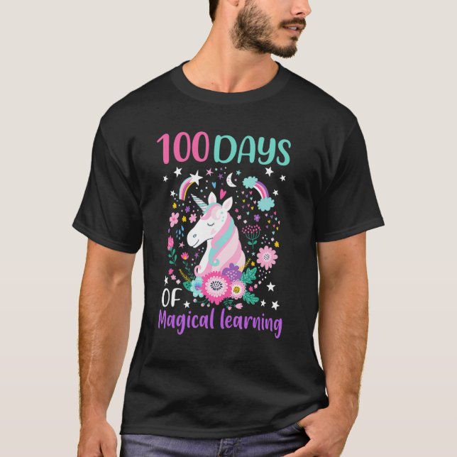 100 Days Of Magical Learning 100th Day Of School U T-Shirt (Vorderseite)