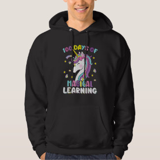 100 Days Of Magical Learning Unicorn 100th Day Sch Hoodie