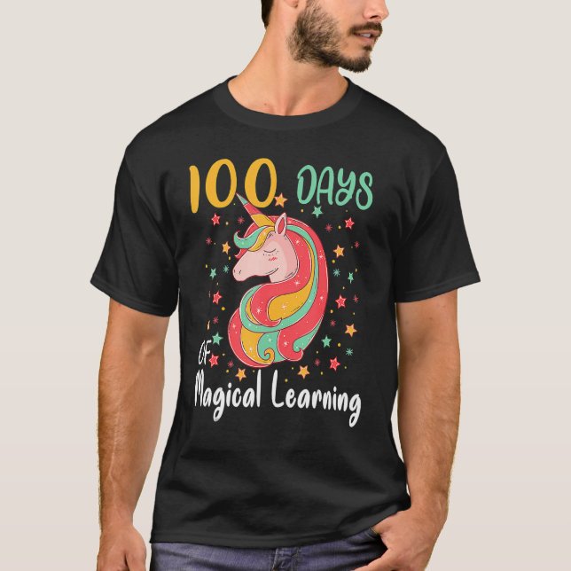 100 Days Of Magical Learning Unicorn 100th Day Sch T-Shirt (Vorderseite)
