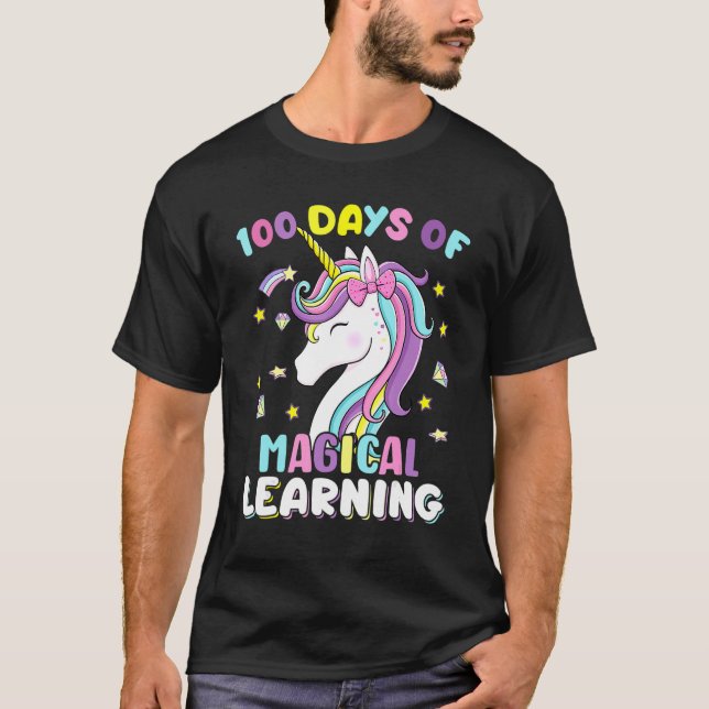 100 Days Of Magical Learning Unicorn 100th Day Sch T-Shirt (Vorderseite)