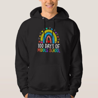 100 Days Of Middle School Happy 100th Day Rainbow  Hoodie