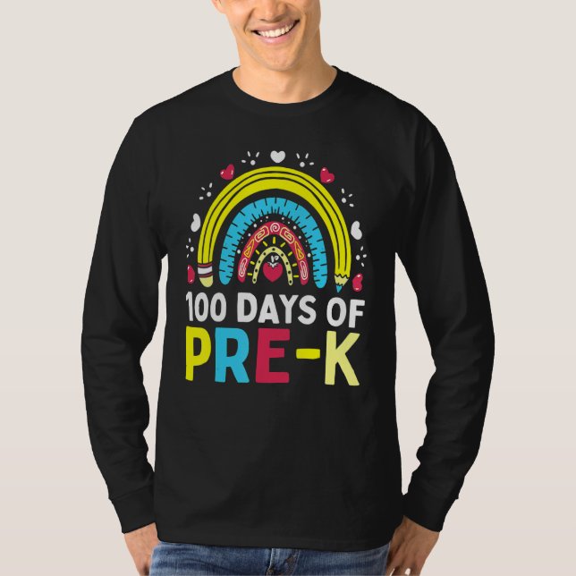 100 Days Of Pre K Happy 100th Day Of School Teache T-Shirt (Vorderseite)