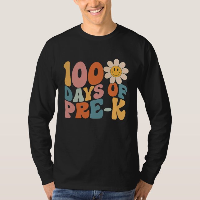 100 Days Of Pre K Happy 100th Day Of School Teache T-Shirt (Vorderseite)