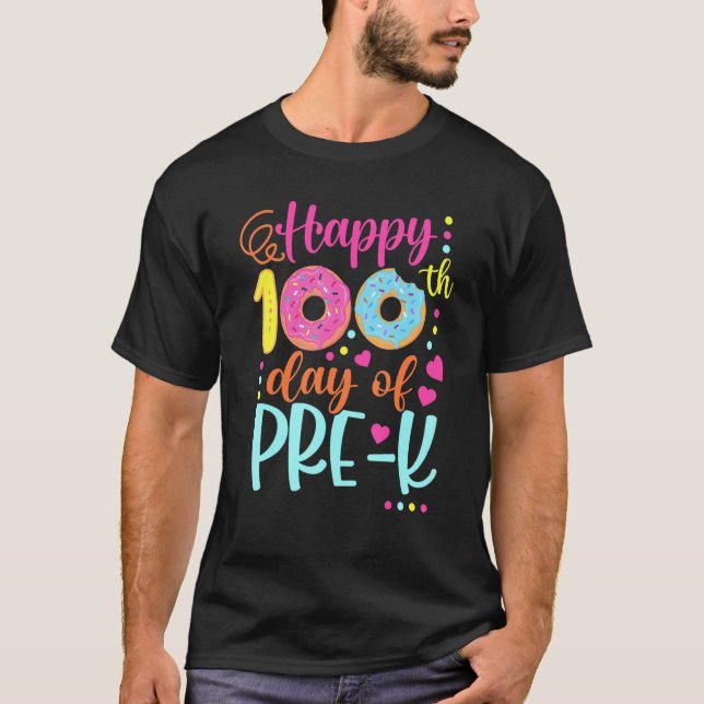 100 Days of Pre-k Teacher Kids Smarter Donuts T-Shirt (Vorderseite)