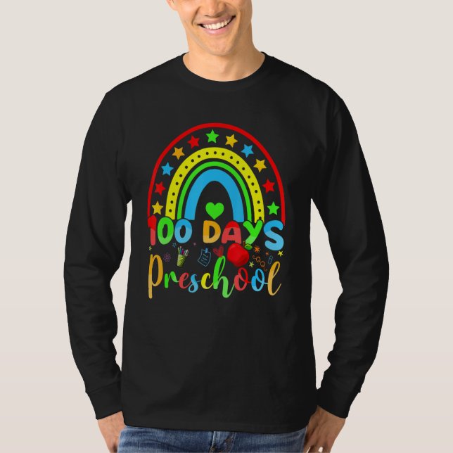 100 Days of Preschool Teacher  100 Days Smarter Ra T-Shirt (Vorderseite)