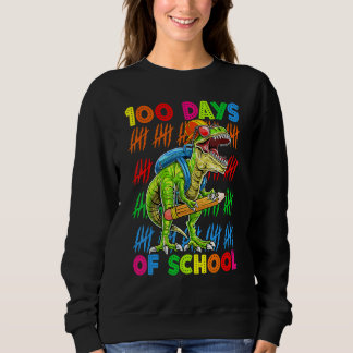 100 Days Of School 100th Day Dinosaur Trex Pencil Sweatshirt