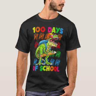 100 Days Of School 100th Day Dinosaur Trex Pencil T-Shirt
