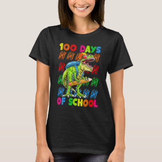 100 Days Of School 100th Day Dinosaur Trex Pencil T-Shirt